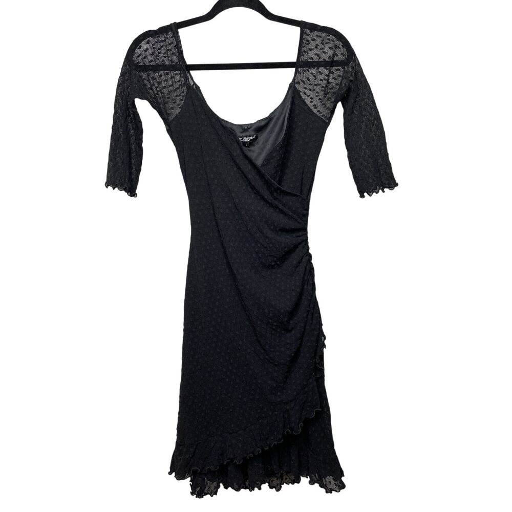 VTG Betsey Johnson NY Women's Small Black Dress Goth Y2K 90s Ruffle Layers Sheer